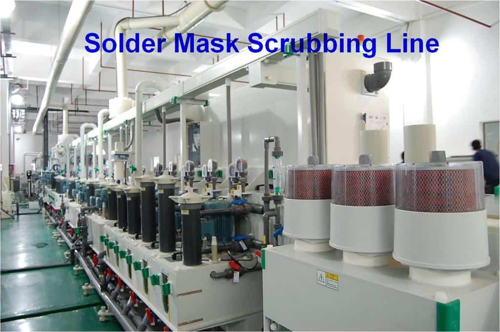 solder mask scrubbing line